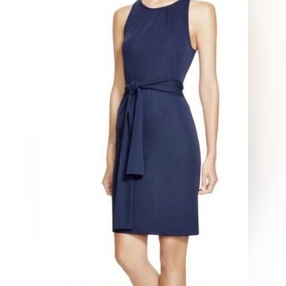 Tory Burch navy and purple printed belted  dress